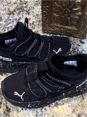 Puma Kids Black and White Slip-On Sneaker